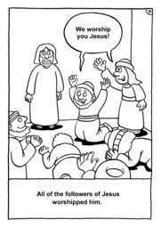 16_Colouring_Jesus_Alive: Art and craft; Art and craft book; Bible story; Black and white; BW; Coloring; Colouring; Line Art
