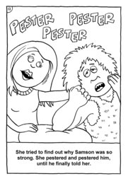 13_Colouring_Samson: Art and craft; Art and craft book; Bible story; BW; Coloring; Colouring; Line Art