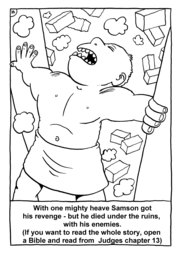 17_Colouring_Samson: Art and craft; Art and craft book; Bible story; BW; Coloring; Colouring; Line Art