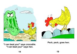 40_Hen_Crocodile: Animals; Colour; Grammar; Reading books