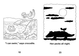 55_Hen_Crocodile: Animals; Colour; Grammar; Reading books