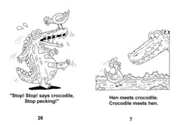 63_Hen_Crocodile: Animals; BW; Grammar; Reading books